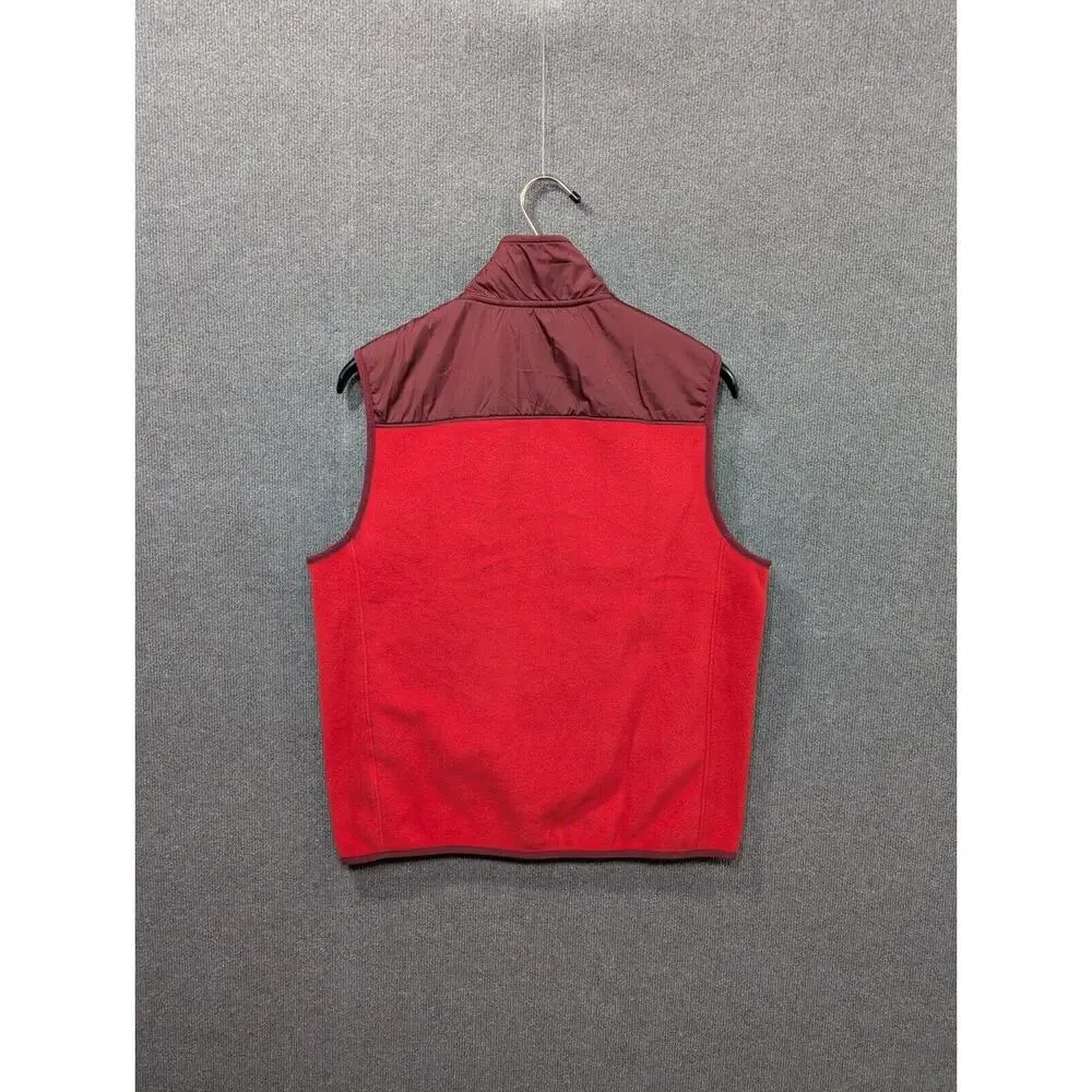 Lands End Fleece Vest Mens Medium 38-40 Full Zip Layer Pockets Maroon Red Hiking